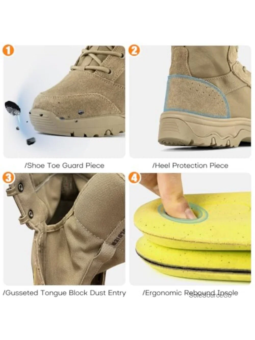 Men's Tactical Hiking Boots Suede Leather Lightweight Military Combat Work 6